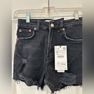 Zara black jean shorts NWT